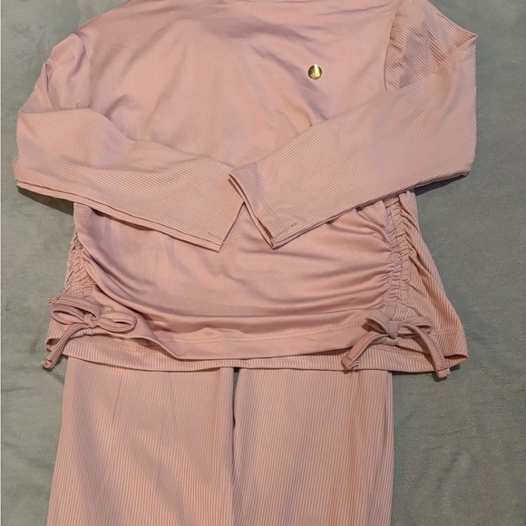 RBX Other - RBX Pink Hooded Top with Gold Accent and side Rouching